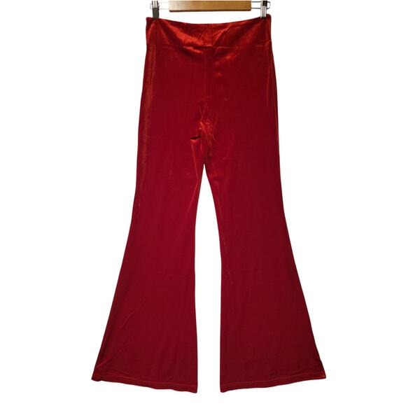 ModCloth Loving the Lux Life Red Velvet Wide-Leg Flare Pants Hippie Festival - S - Picture 2 of 7